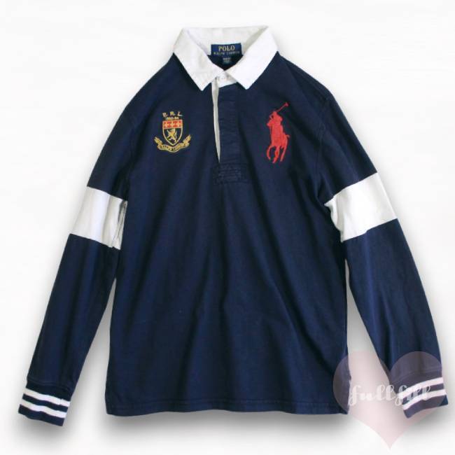 POLO RALPH LAUREN ビッグポニー 刺繍 ラガーシャツ ネイビー