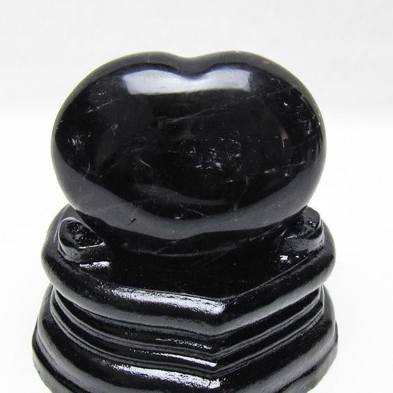 モリオン 置物 ハート 黒水晶 一点物 台座付属 145-2092