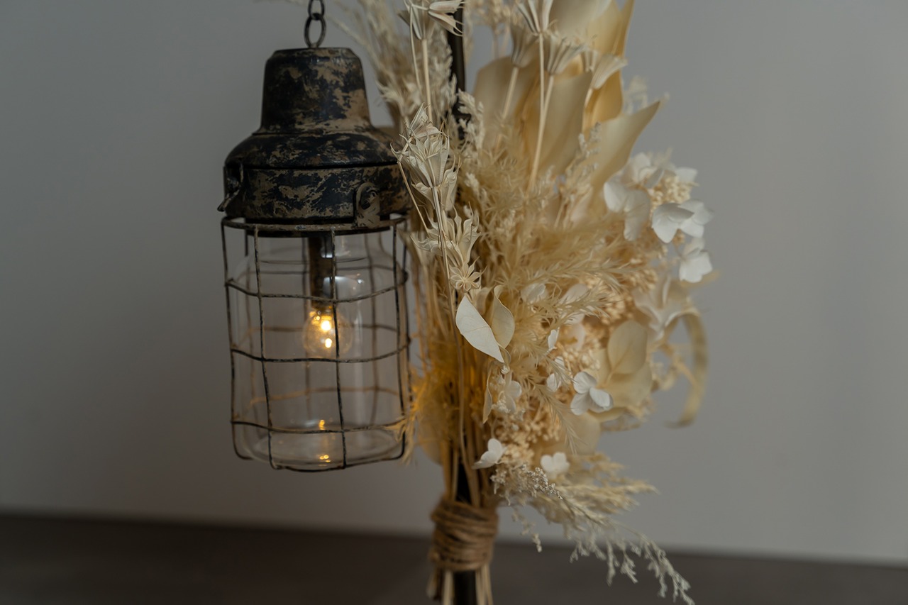 ソフトノリウツギ / 置き型ドライフラワーシャンデリア / 品番 s3_17 / 照明・インテリア