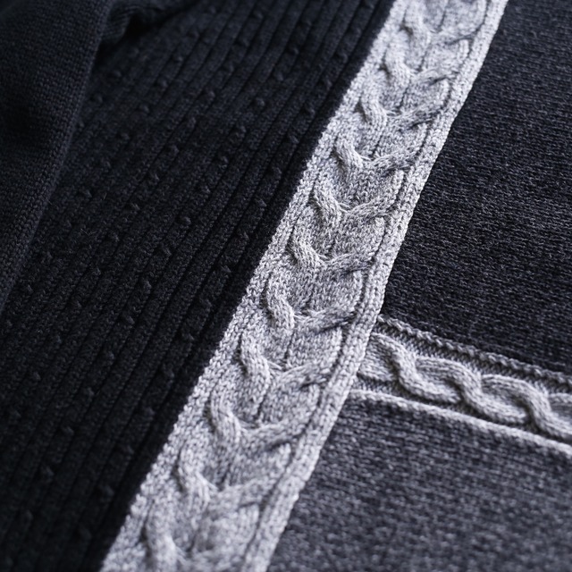 monotone pattern cable knit loose sweater