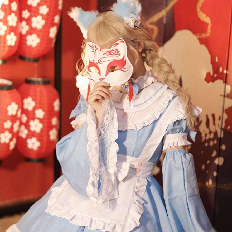 メイド服 ワンピ ワイドスリーブ フリル リボン コスプレ 舞台衣装