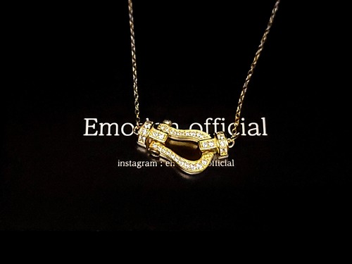 18k plating cz horse shoe necklace (横)(yellow gold)