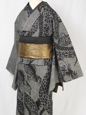 【レディース】仕立て上がり デニム着物 児雷也　[B1271]