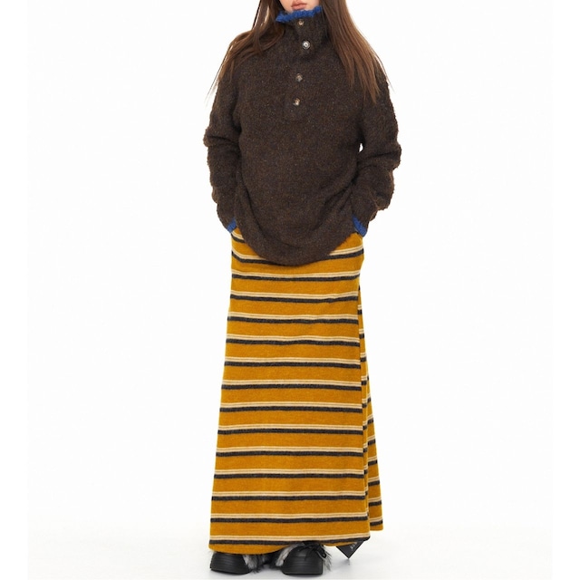 ラインボーダーストレートロングスカート R01292