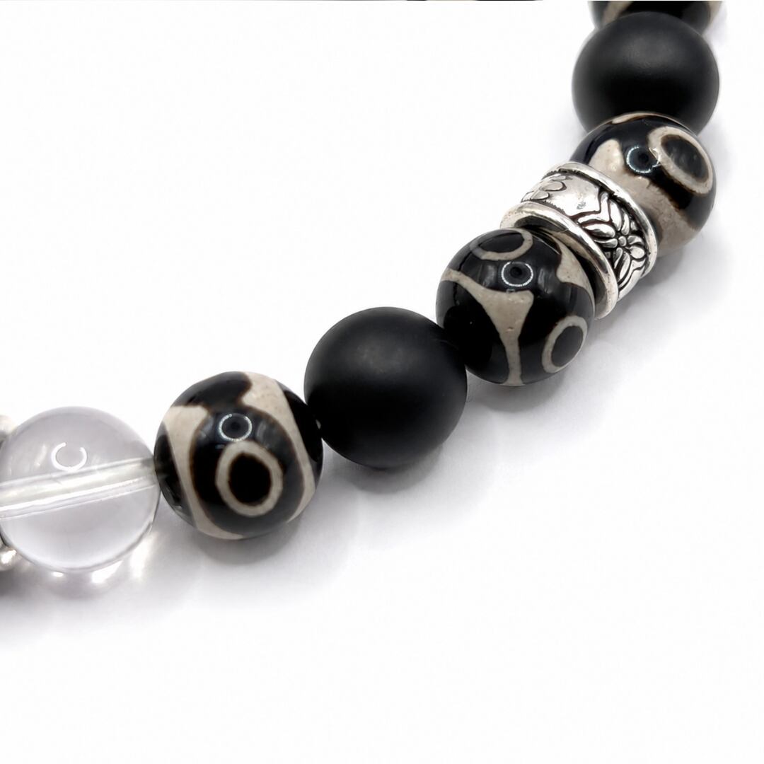 No.365】3A級クリスタル水晶 オニキス18mm 天然石 ブレスレット 楽天