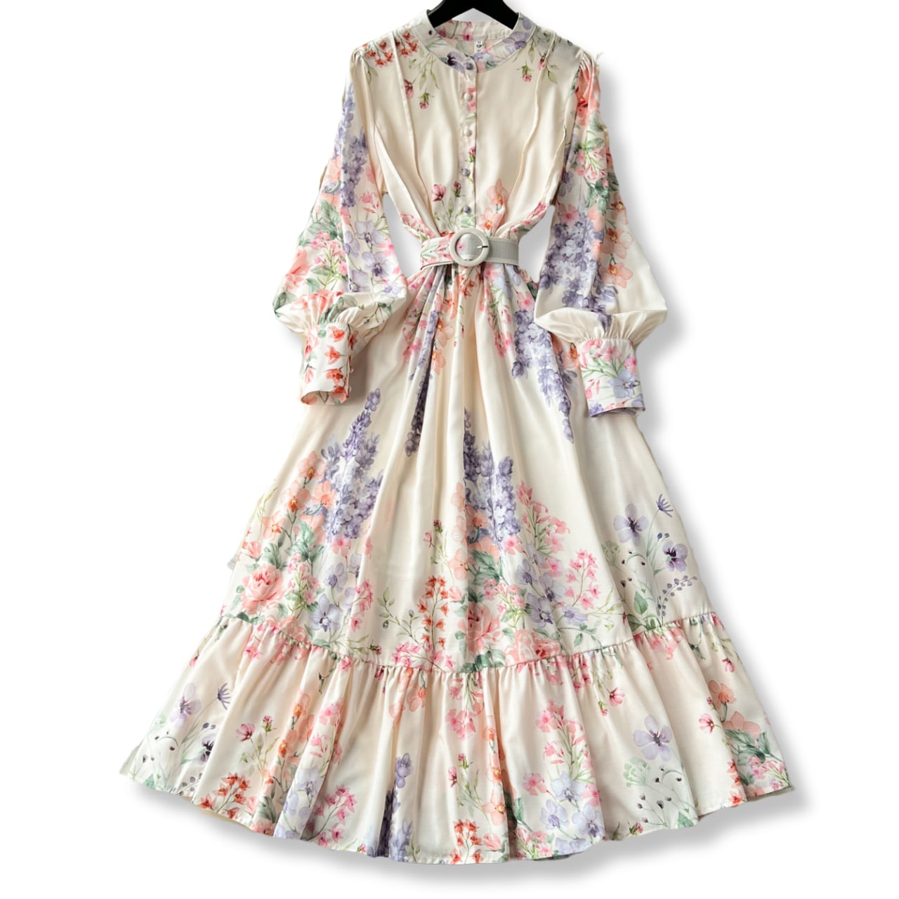 フラワーベルトティアードワンピース L1858