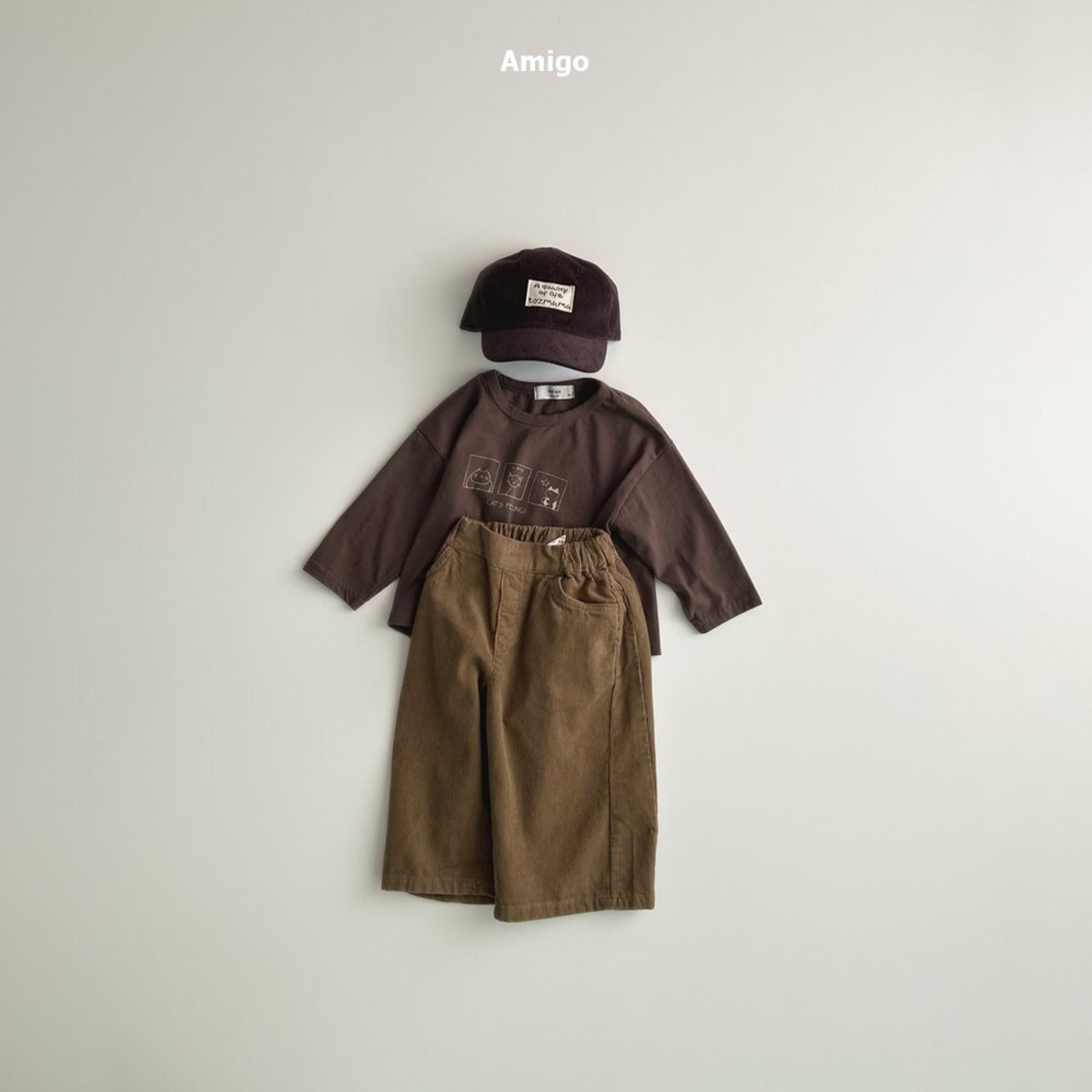 【Amigo】キャットプリントT ブラウン 80~100cm - 2