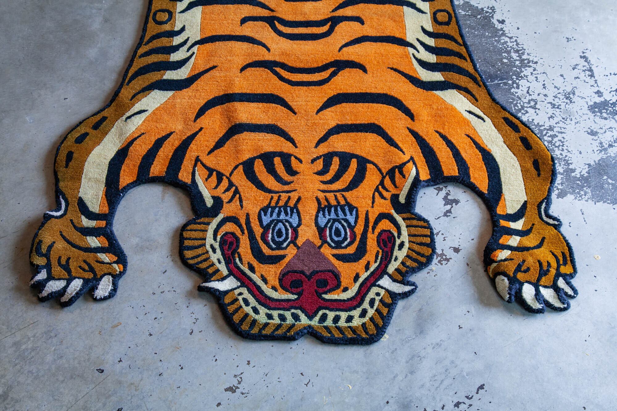 【お値下げ】チベタンタイガーラグ　Lサイズ　ウール　slowtiger Tibetan Tiger Rug 《Lサイズ•ウール023》チベタンタイガーラグ