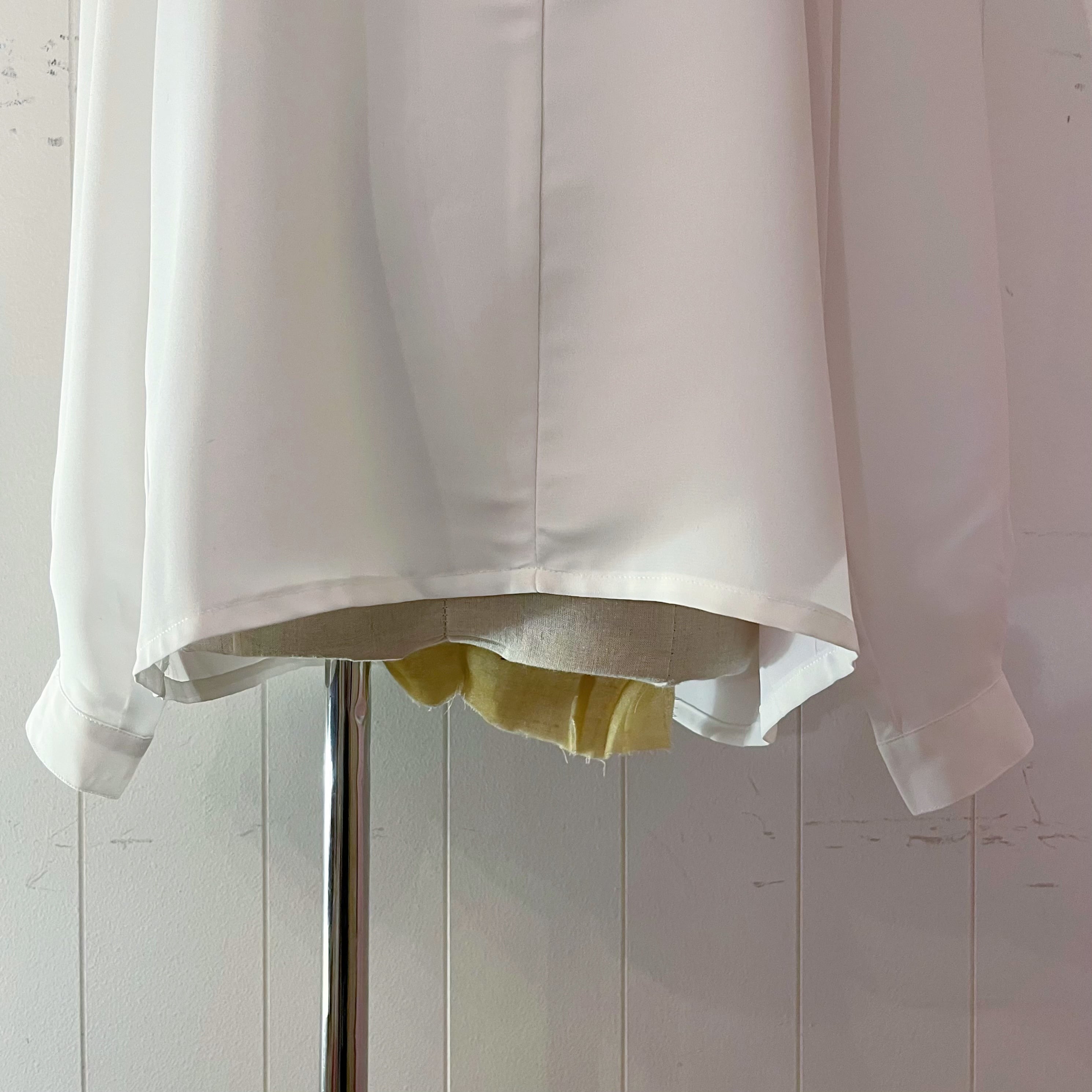 light blue ribbon white blouse