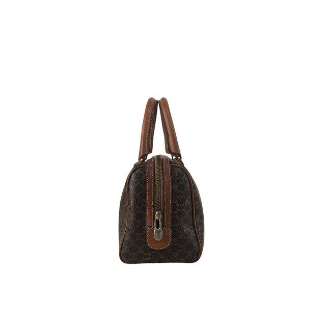 CELINE セリーヌ マカダム ショルダーバッグ ブラウン ブラゾン型押し PVC ボストンバッグ 2WAY vintage ヴィンテージ オールド degku8