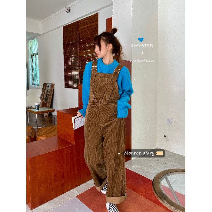 パンツ オータムウィンターコーデュロイオーバーオール ルーズカジュアル 秋物 冬物 モンロー16081805556