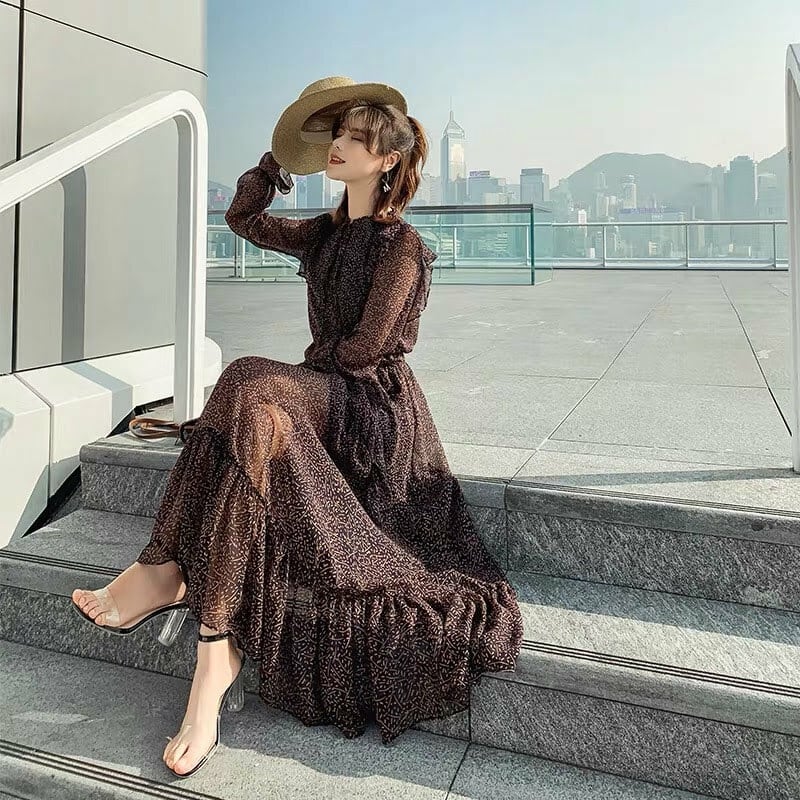 相談中タグ付き　ビアズリー　シフォン　ロング　デニム　ワンピース　フリル 相談中タグ付き ビアズリー シフォン ロング デニム ワンピース フリル