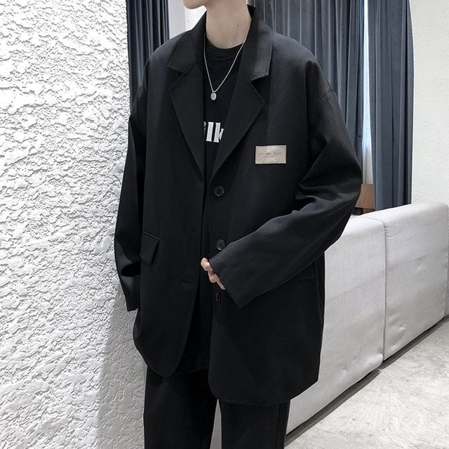 【予約販売】テーラードジャケット 無地 アウター メンズ ブラック グレー カジュアル こなれ感 お洒落 韓国トレンド 春 秋 M/L/XL/2XL