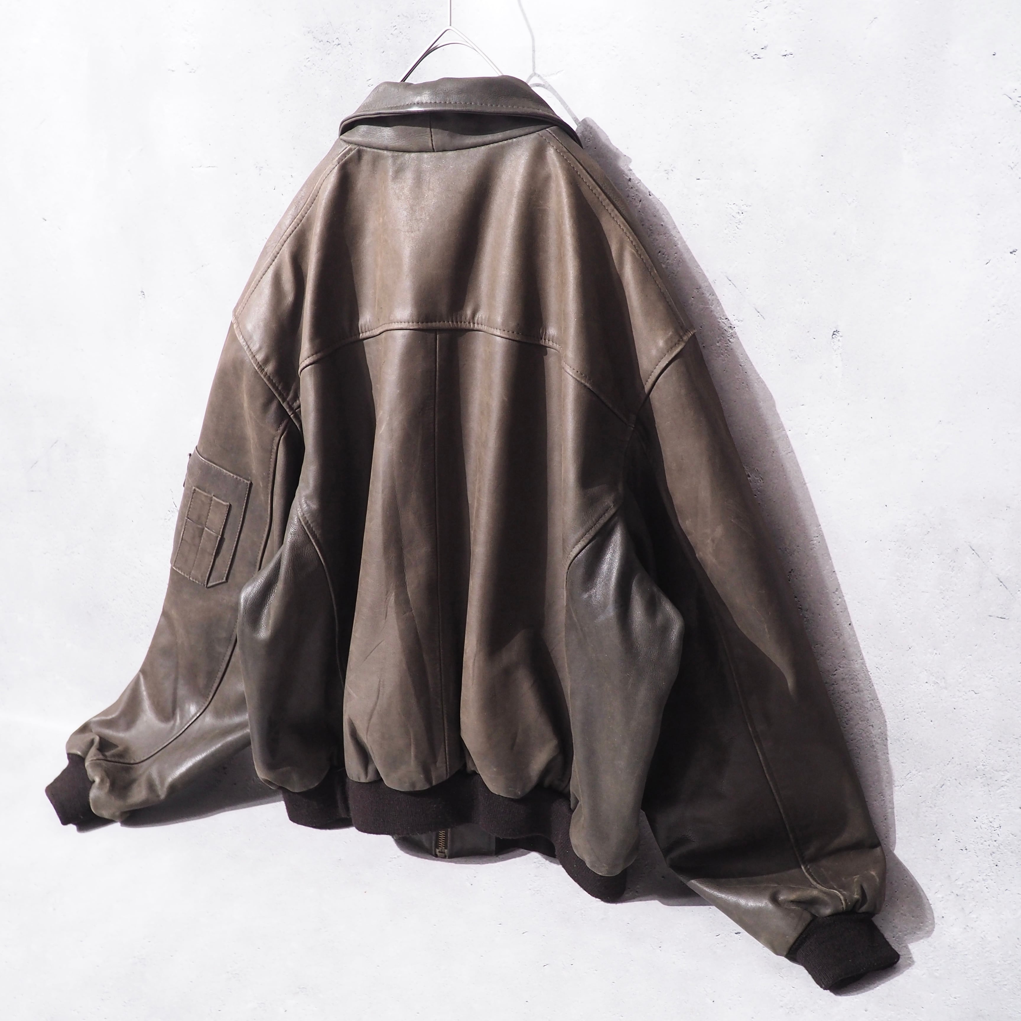 1990s " 退廃的 " Beautiful Dark Brown color vintage Flight leather jacket