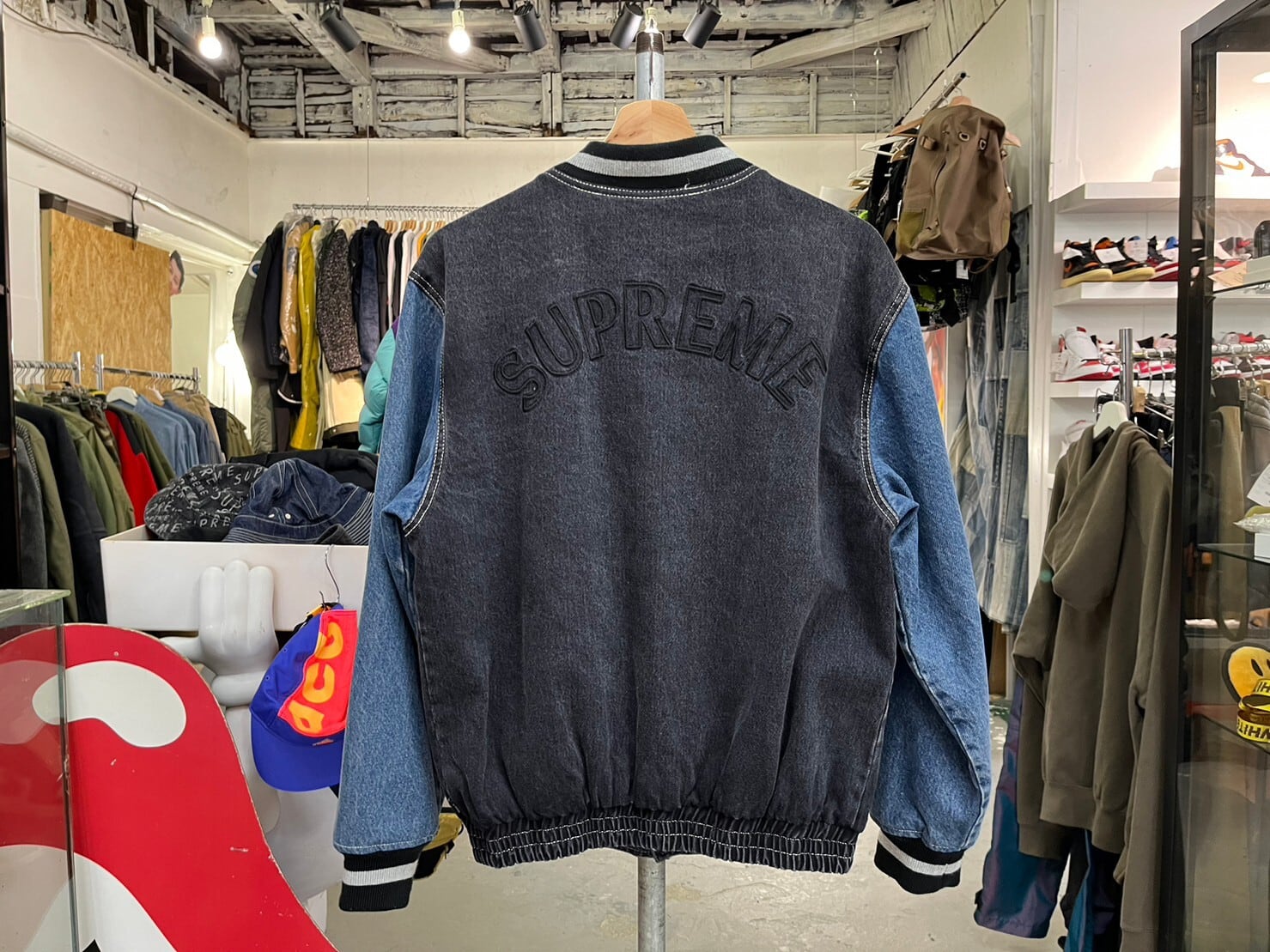 Supreme DENIM VARSITY JACKET INDIGO SMALL 12840 | BRAND BUYERS OSAKA 