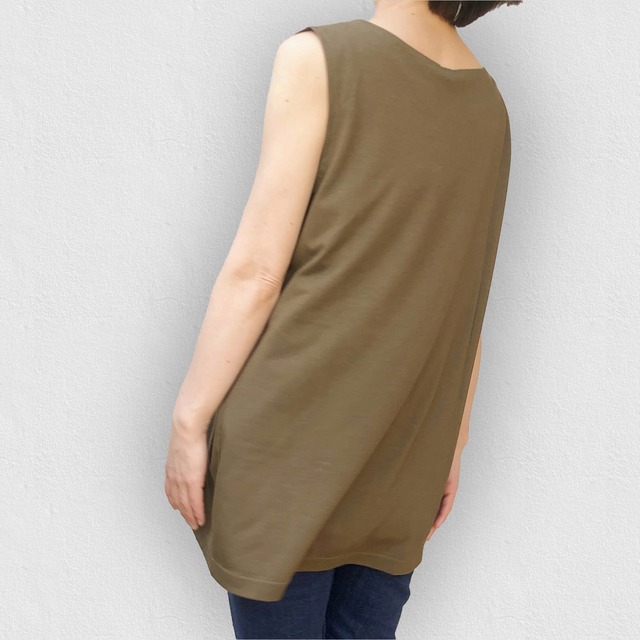 シンプル ノースリーブ｜カーキ｜画像2