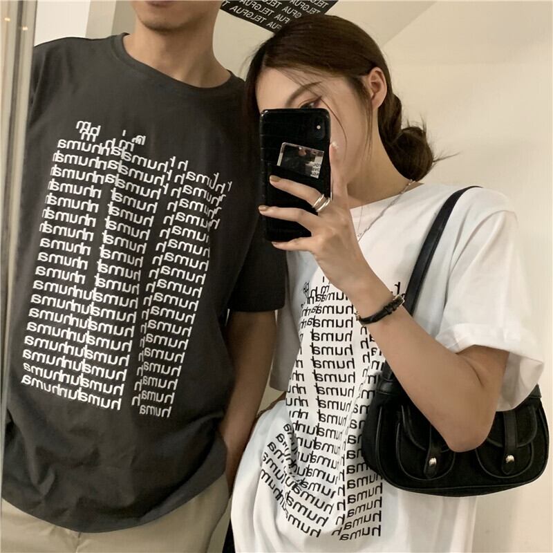 Tシャツ ルーズホワイトプリントサマー コットン 夏物 モンロー54760159073