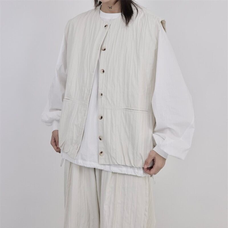 Pleats Simple Pocket Vest【TR3232】