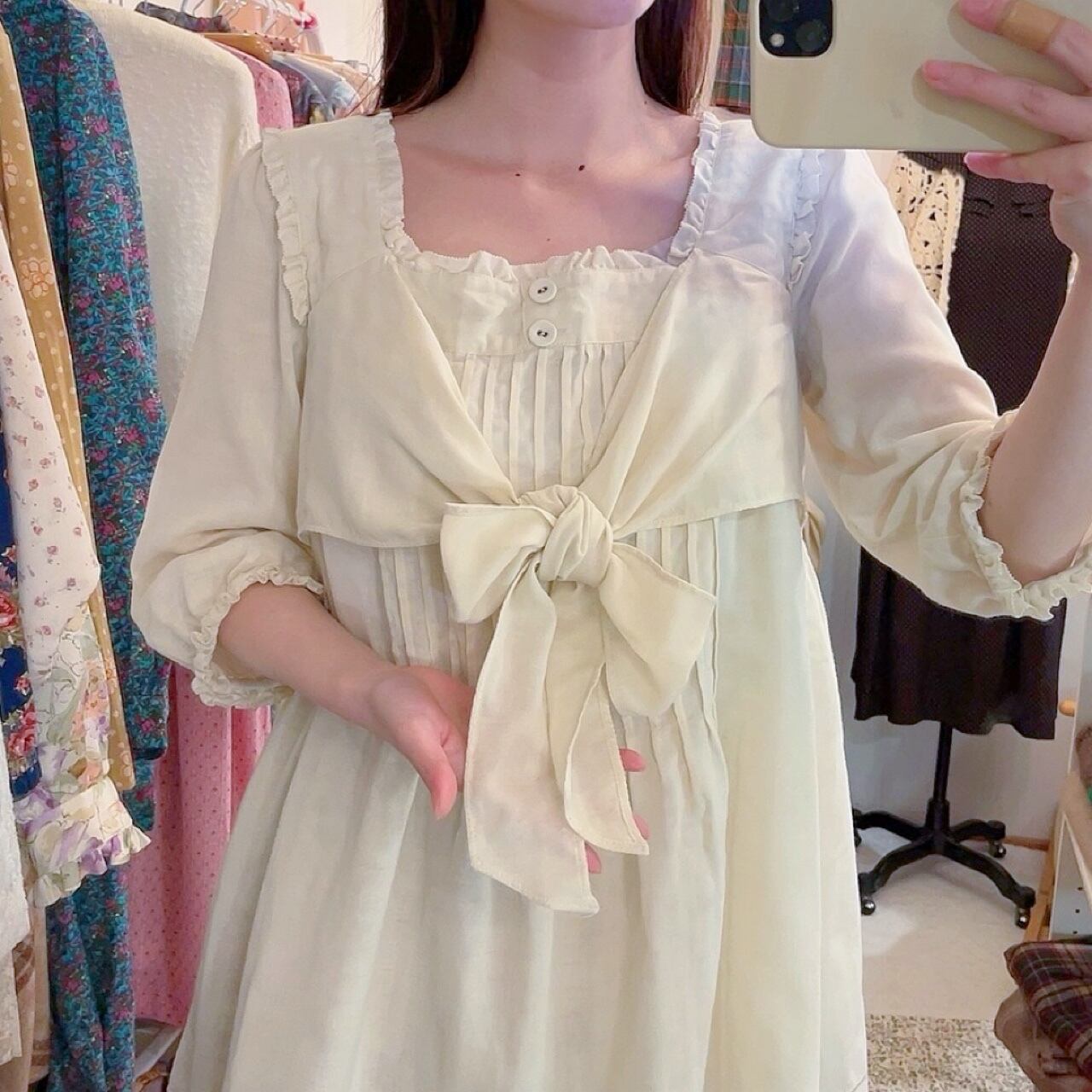 PINKHOUSE / front ribbon gauze blouse