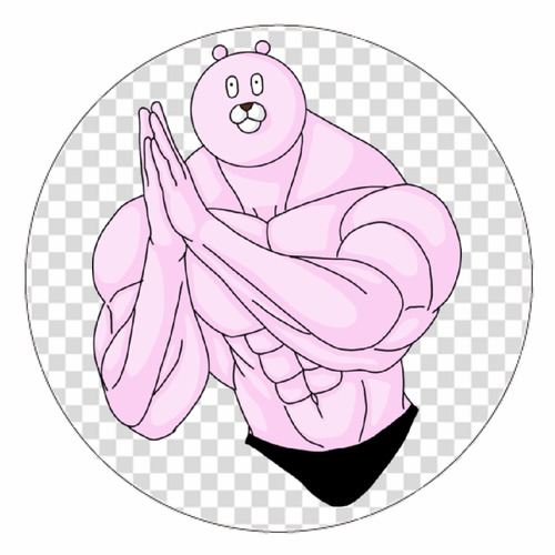 むきむきくまさん・感謝の心アクリルコースター 円形