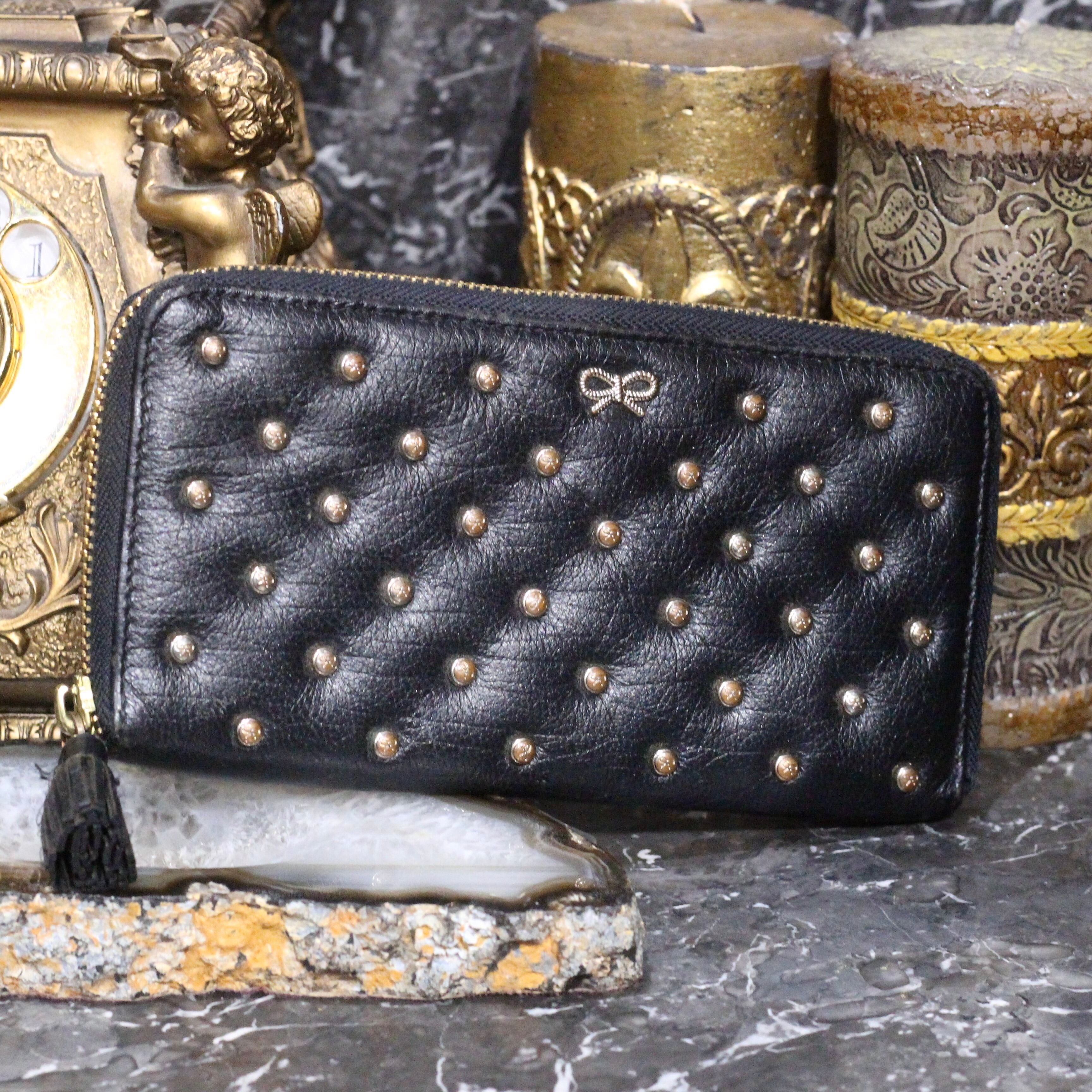 ANYA HINDMARCH STUDS DESIGN LEATHER LONG WALLET/アニヤハインド