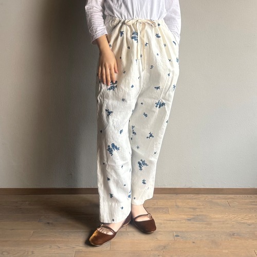 quitan／キタン　POMPIER EASY PANTS/  INDIGO PRINT /ポンピエイージーパンツ#6140021 INDIGO PRINT