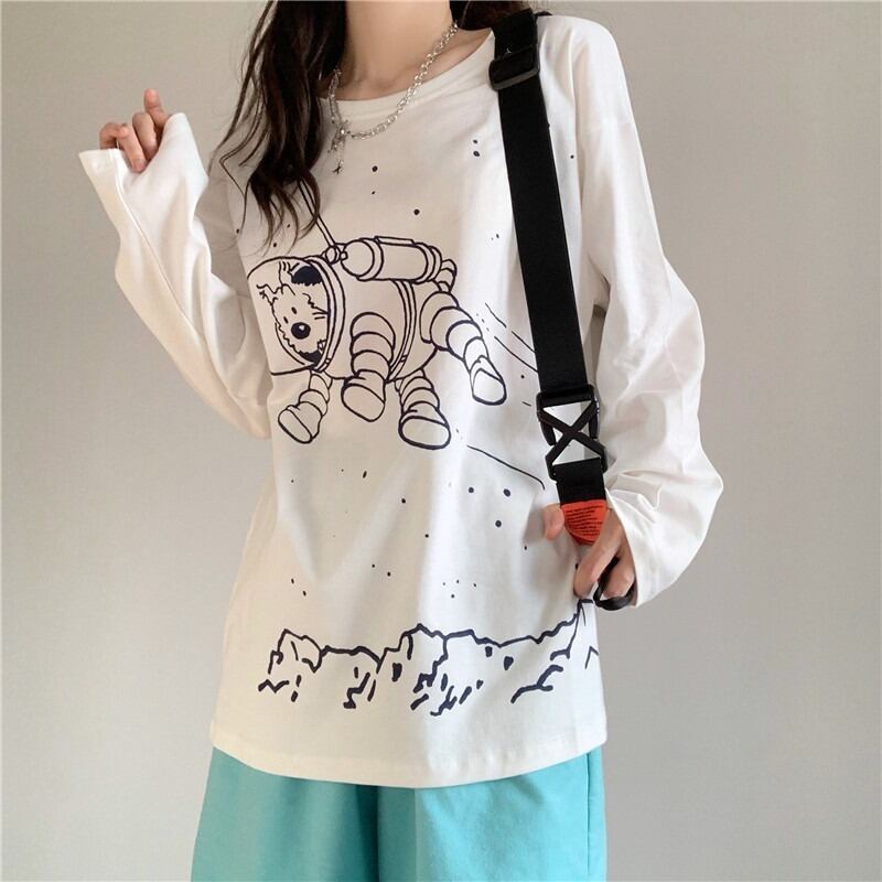 オータムTシャツ シャツ プリントスタイルルーズセーター ロング 秋物 YY-ファッション82692844702