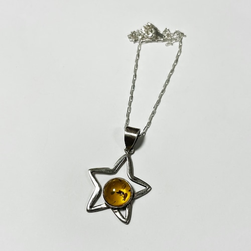 Baltic Amber & 925 Silver Star Pendant Necklace