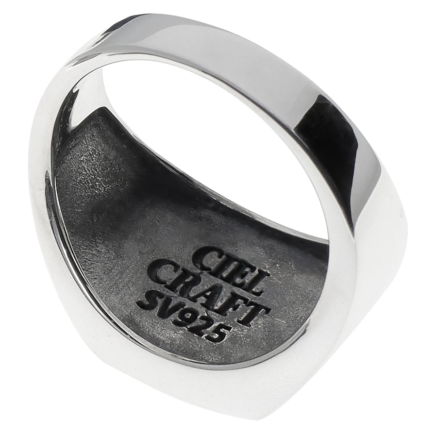 天然石 オニキス 印台 指輪 リング ハイポリッシュ シルバー925