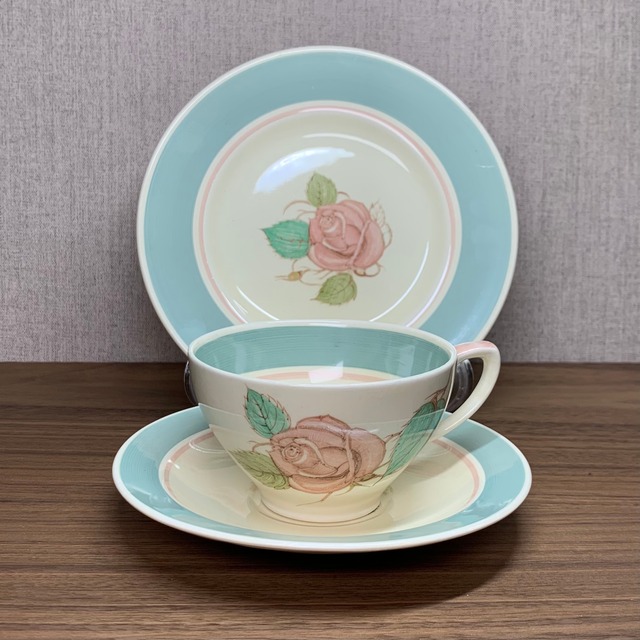 【ご予約済】スージークーパー パトリシアローズ トリオ(ブルーグリーン) イギリス製 ヴィンテージ susie cooper B