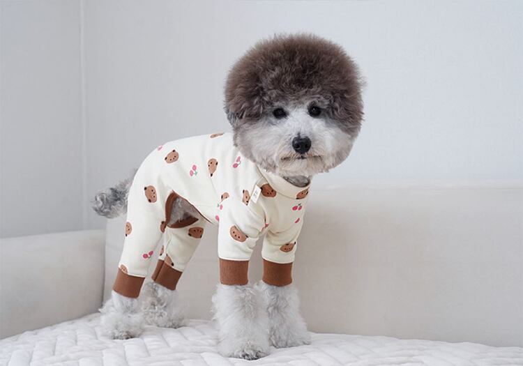 cherry bear all in one XS ~ 2XL  /  S ~ 2XL  /  犬服 新作 オールインワン 可愛い 犬の服 ロンパース ドッグウェア つなぎ ストレッチ 小型犬 中型犬 tsu38