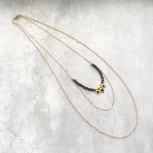 【受注生産制】インポートブラックチャーム×ブラックパール2連ネックレス