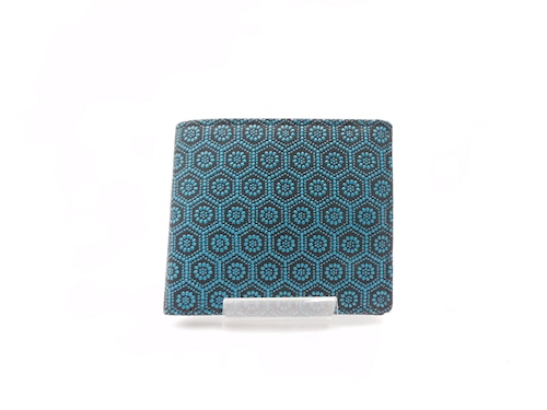 札入(小銭付)　黒/青　亀甲柄