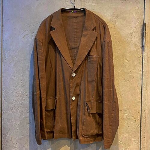 選べる配送時期 【リネン混】is-ness イズネス ジャケット ブラウン