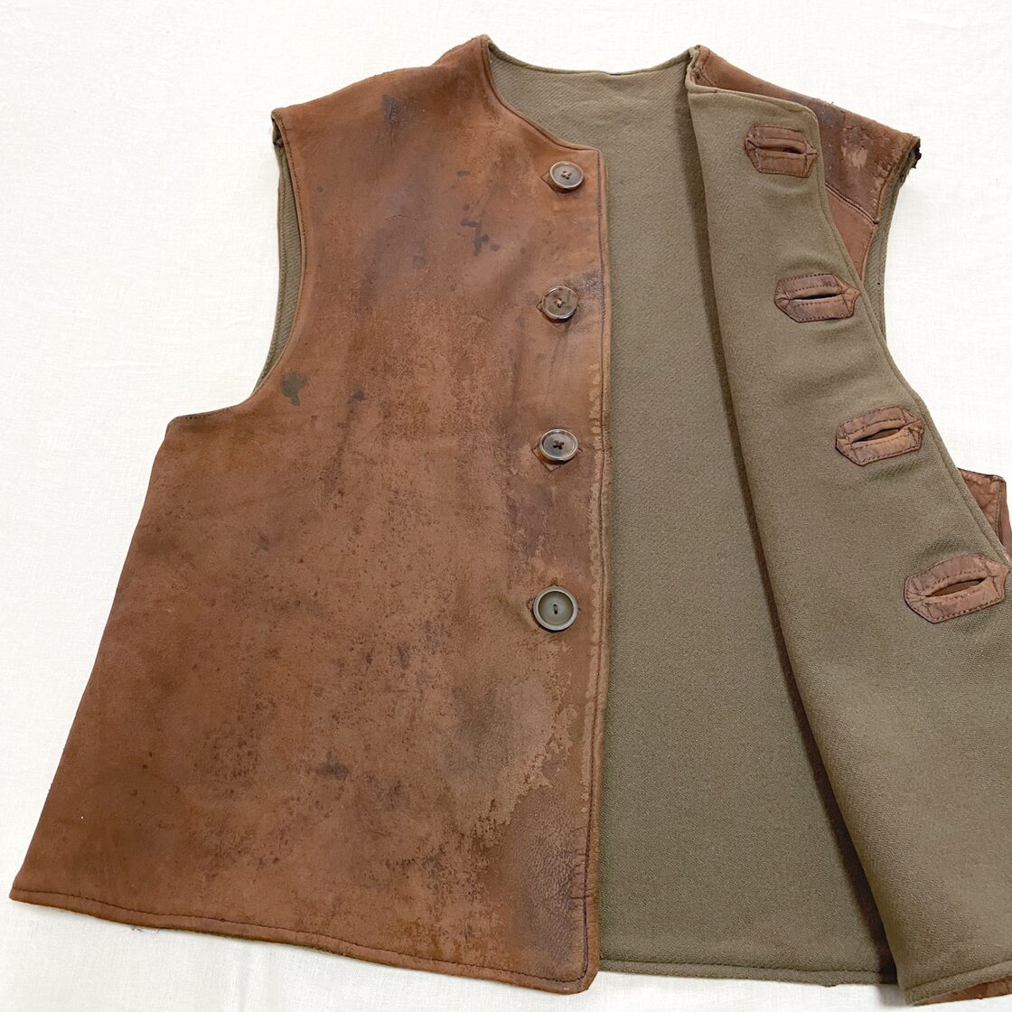 40s イギリス軍 レザー ジャーキンベスト size1 フランス軍 ドイツ軍 