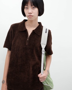 1990s half-zip chenille knit polo