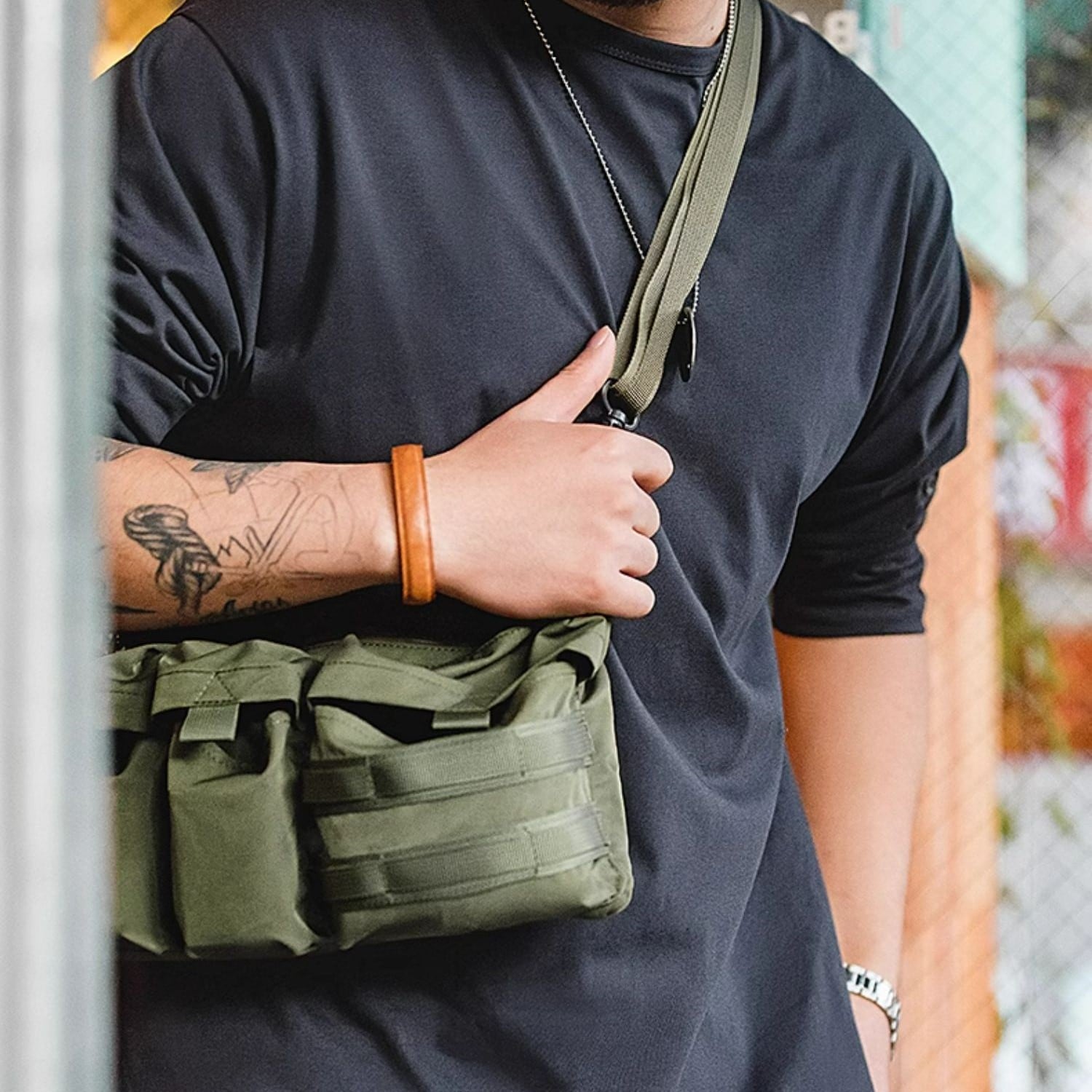 ミリタリーマルチポケット2Wayショルダー＆ウエストバッグ 2色 L0077