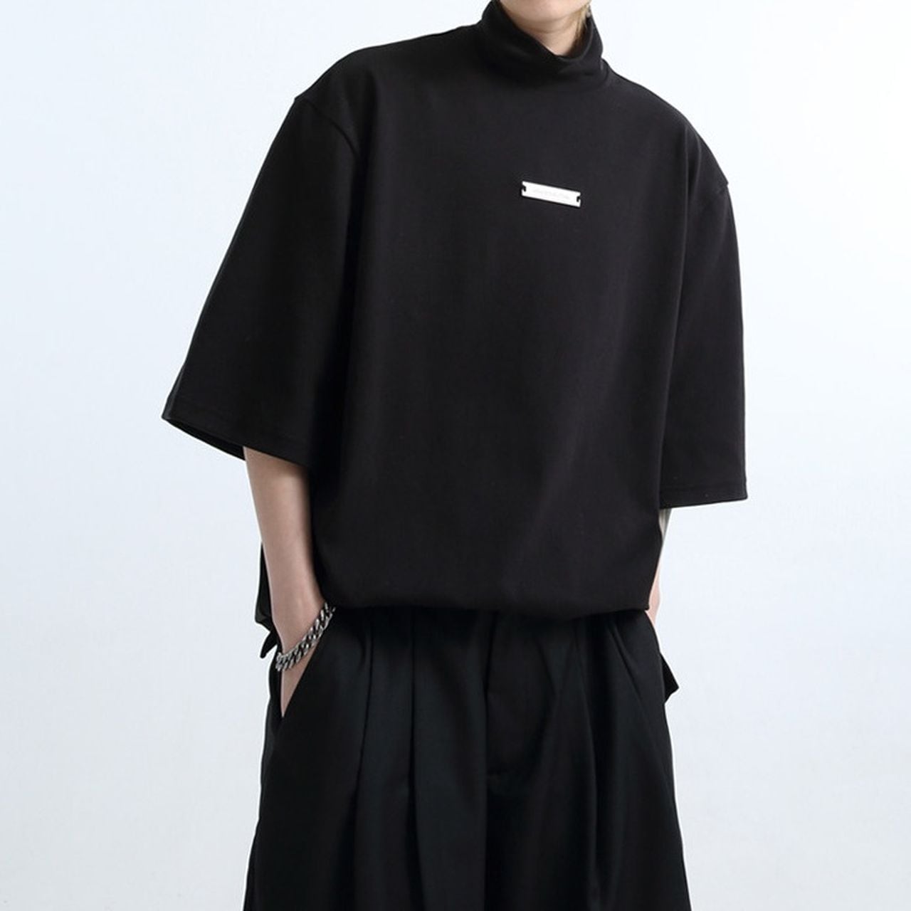 Oversized Short-Sleeve Turtleneck T-Shirt(MT1602)