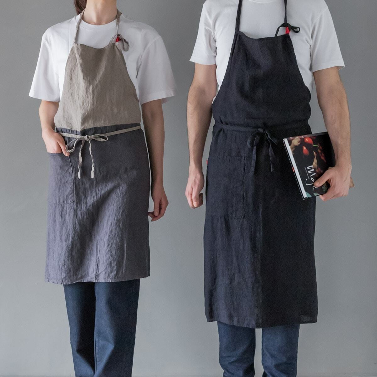 Lino e Lina リネン フルエプロン Manon（ノワール） | Zakka so-la