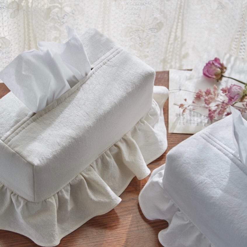 frill washing tissue cover 2colors / フレンチ フリル ウォッシング