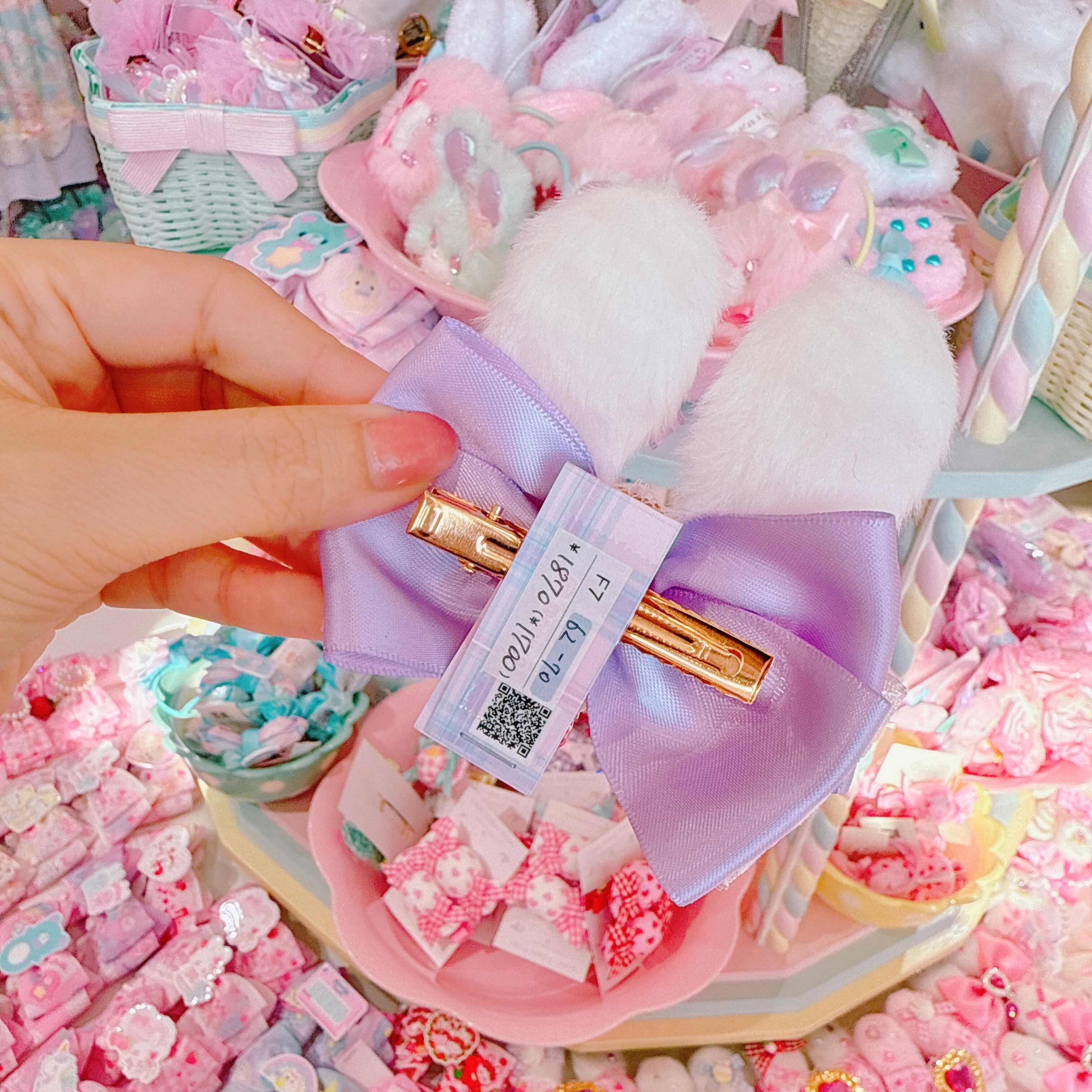 【F7】62-70うさ耳リボンヘアクリップ