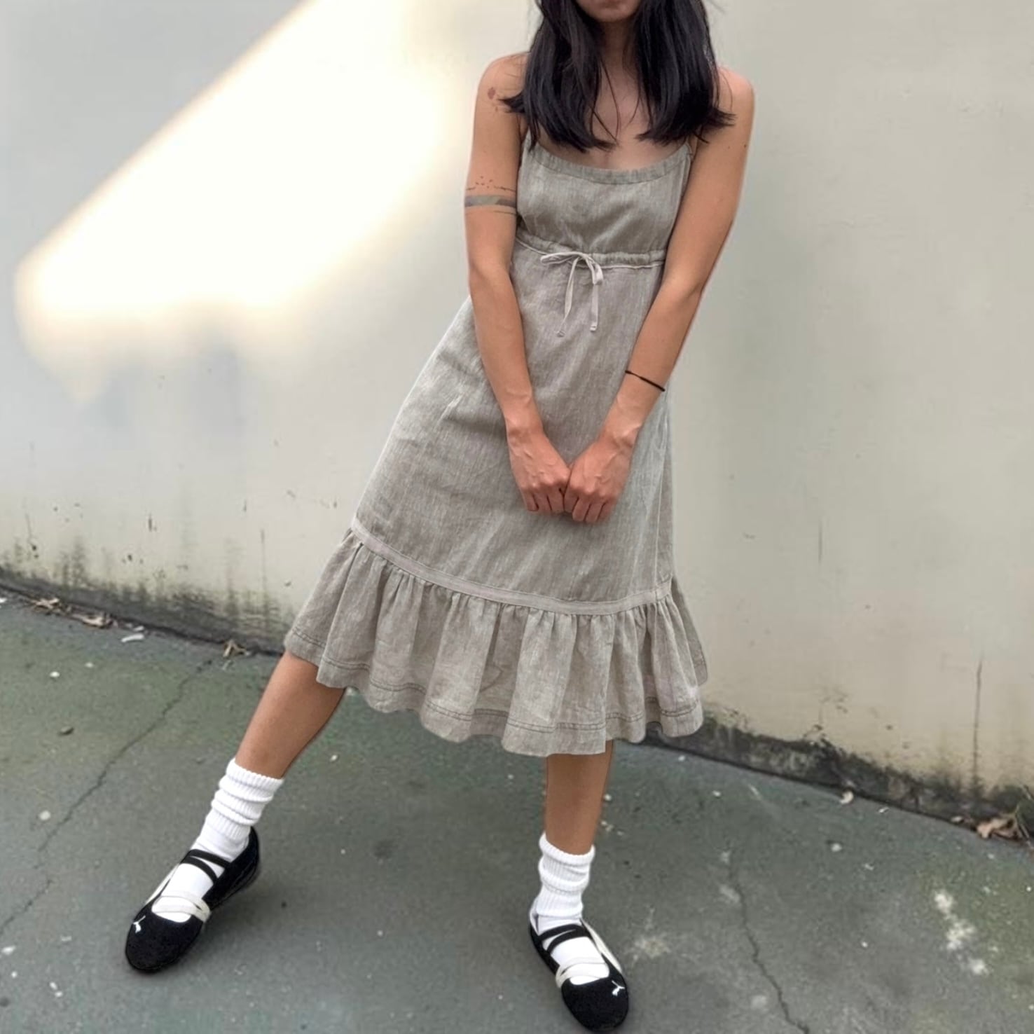 【LADIES】Minimal Cotton Cami Dress - Free Size
