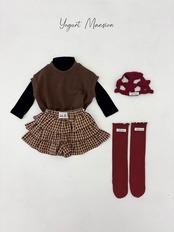 韓国子供服 / 26Autumn / 〖取寄〗Yogurt Mansion / チェック柄のキュロット/ キッズ服 *XS~JM*