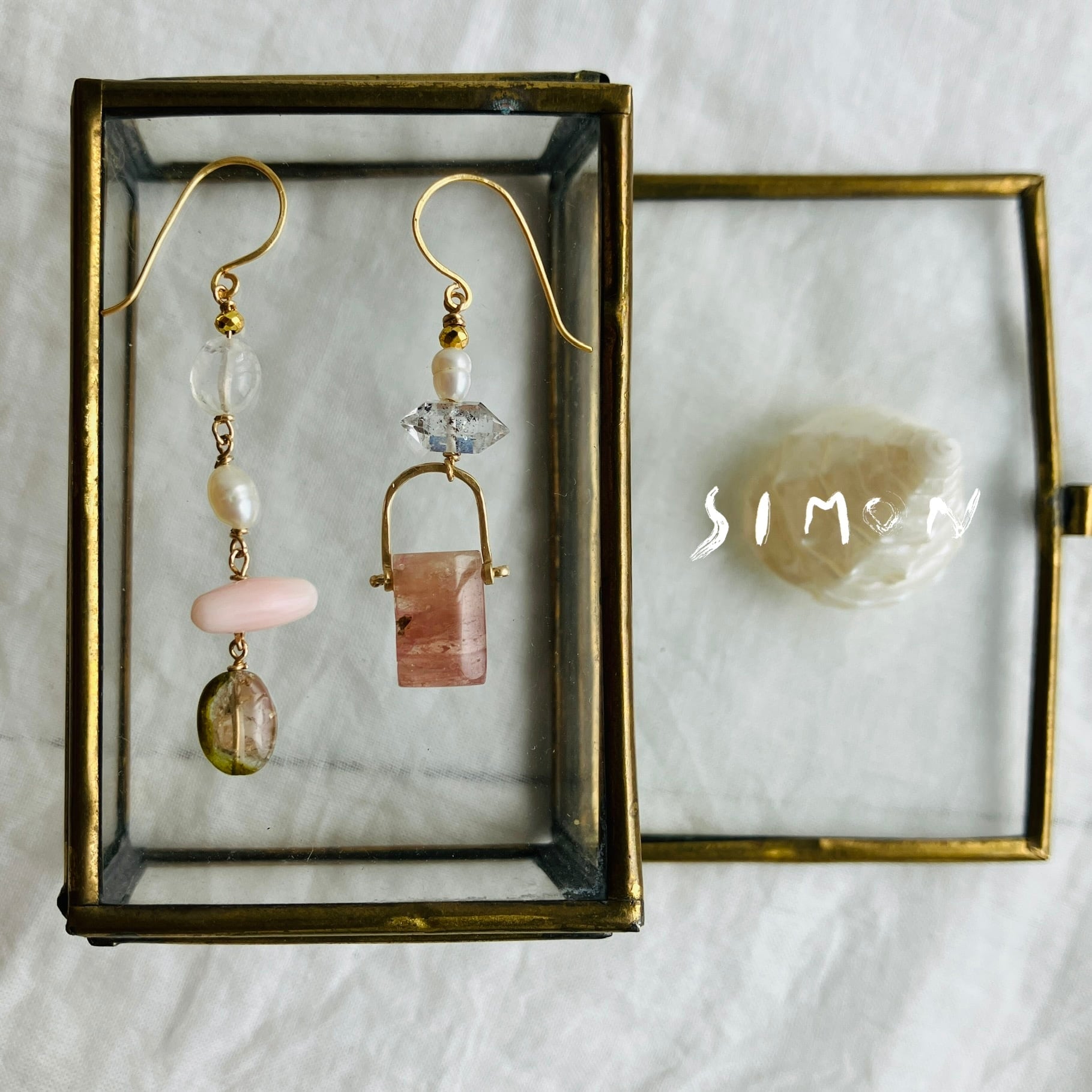 Summer pink K14gfフックピアス 1点もの イヤリング等変更可 | simon