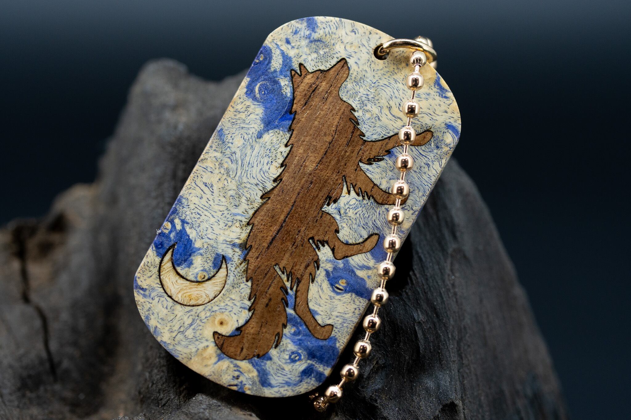 【カナダの象徴】ハードメープル瘤 スタビライズウッド ドッグタグ 象嵌 闊歩