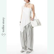 たゆたうシルエットに滲むレースの甘美トラウザーパンツ 《B0056》