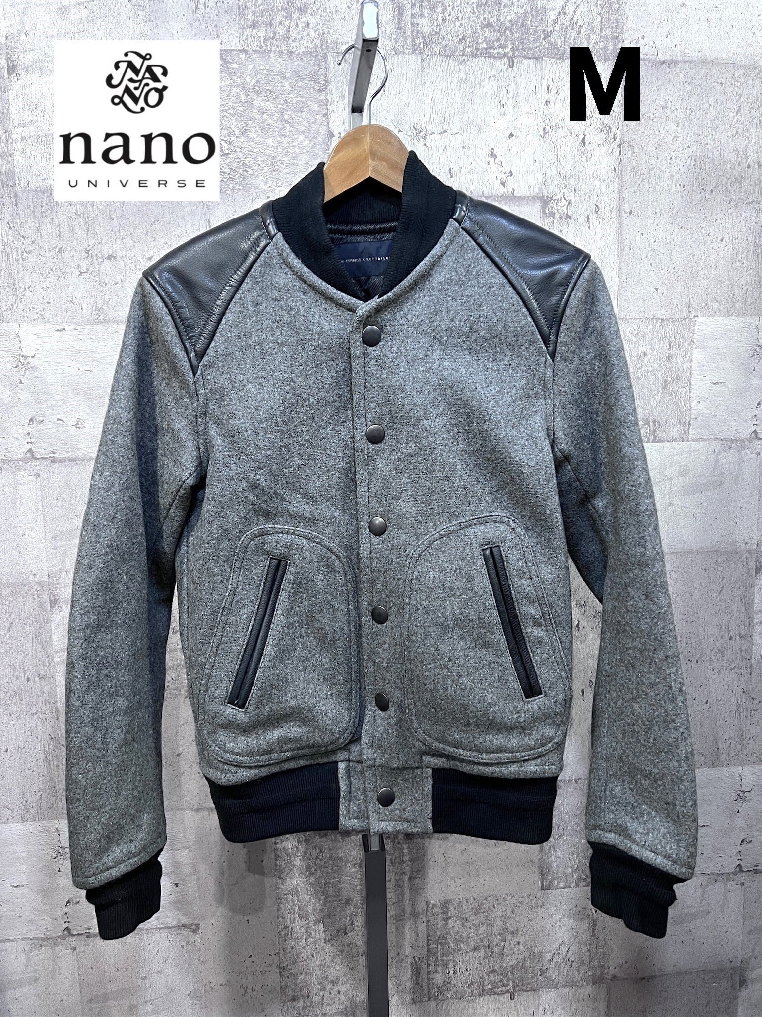 nano・universe　スタジアムジャンパー NANO UNIVERSE GROUNDFLOOR メルトン X レザー スタジアムジャンパー M