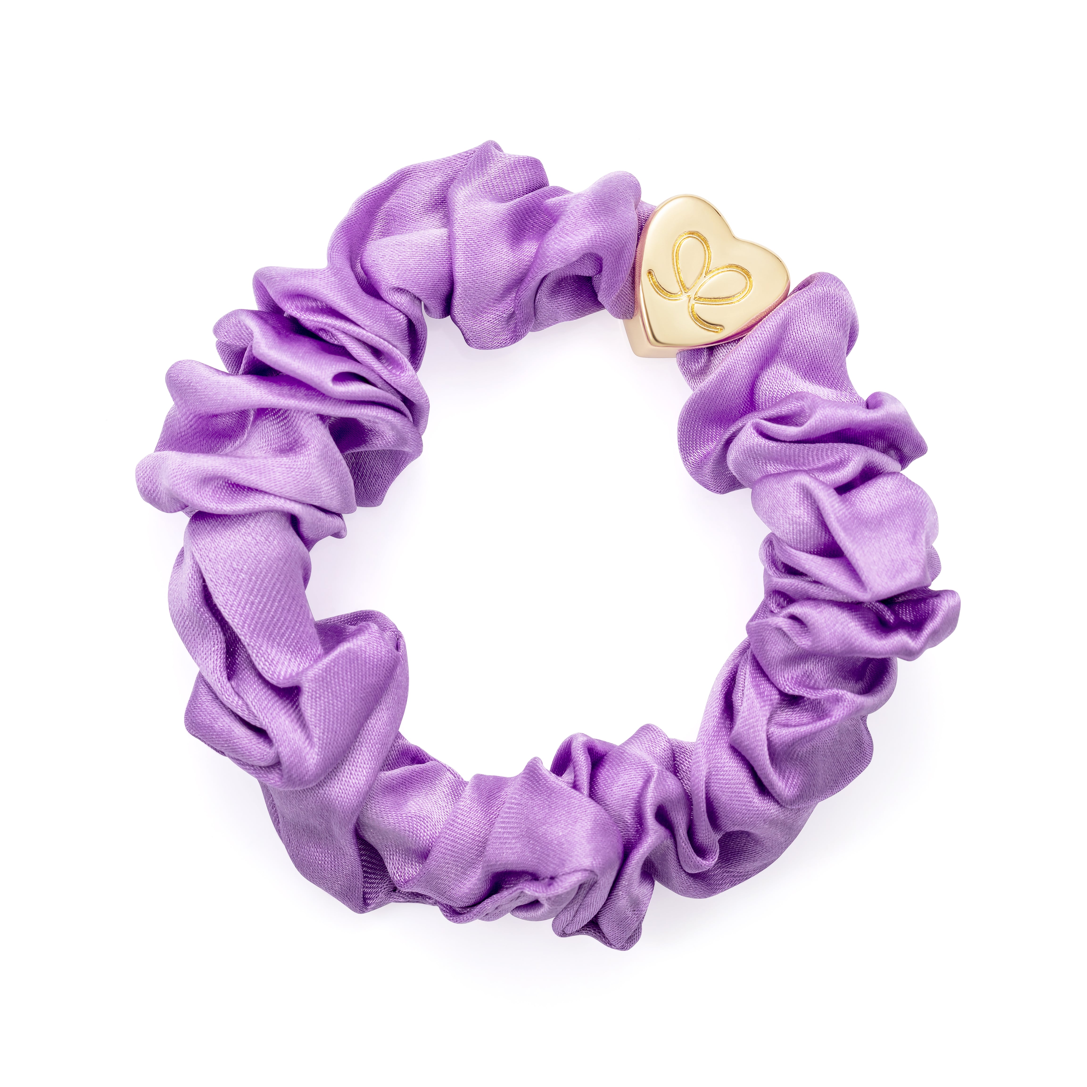Gold Heart Silk Scrunchie Lilac_S-1-008