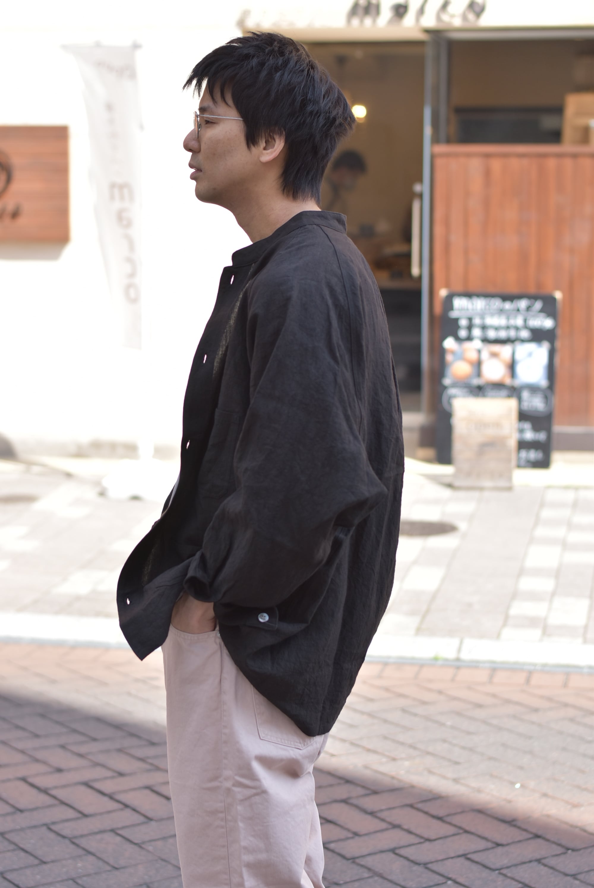 HAVERSACK】高密度リネンポプリン スタンドカラーシャツアウター