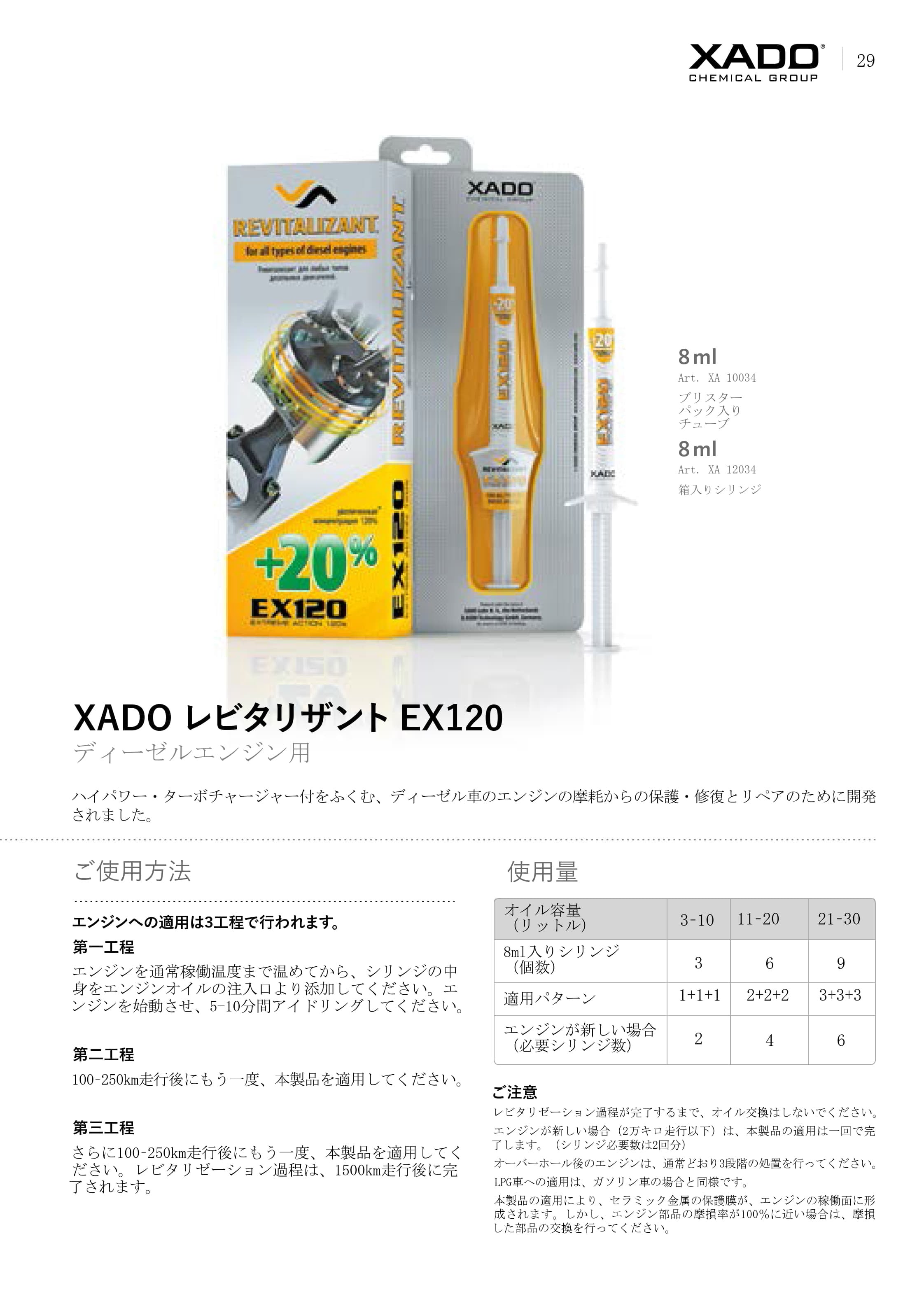 ХАDО® リヴァイタリザント EX120 ディーゼルエンジン用 | XADO_JAPAN